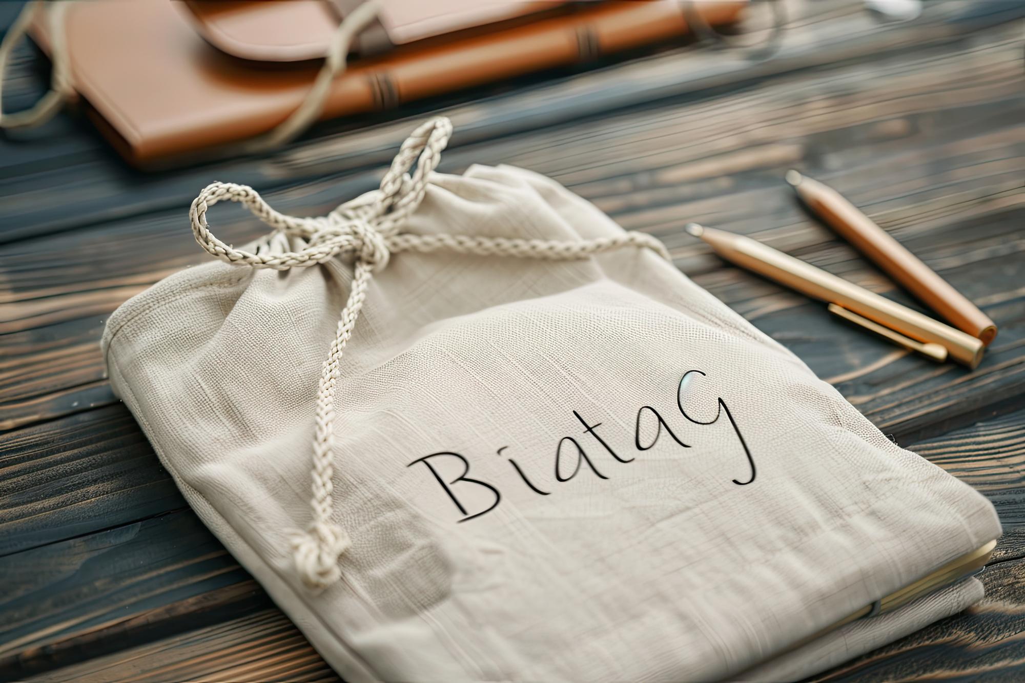 Borsa in lino con monogramma ricamato
